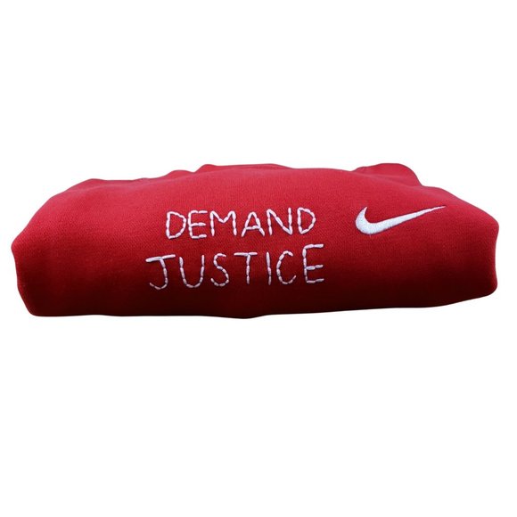 Nike Upcycle Demand Justice Red Sweatshirt Medium Activist Statement - Picture 7 of 8